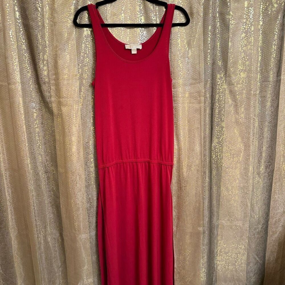 Michael‎ Kors Stretchy Magenta Pink Tie Waist Slinky Maxi Dress Medium